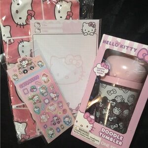 Hello Kitty Pink Doodle Tumbler and Stationery Set